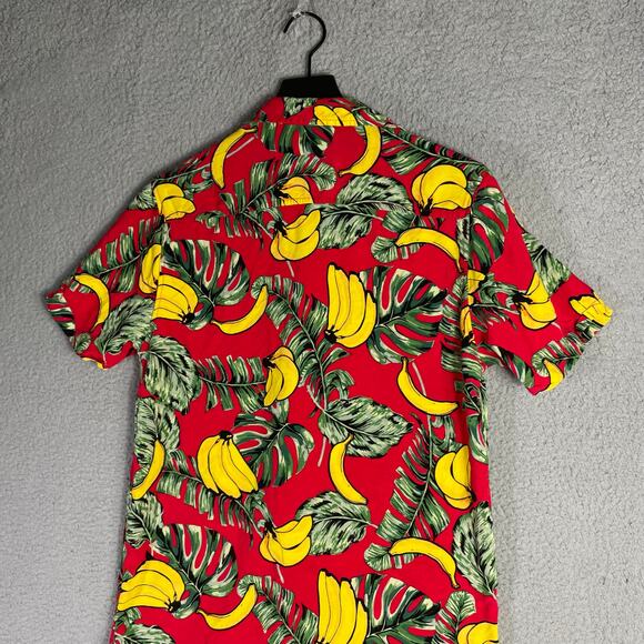 Good Vibes Banana Hawaiian Shirt Men’s M Red Tropical Fruit Button Up Aloha - Picture 4 of 10